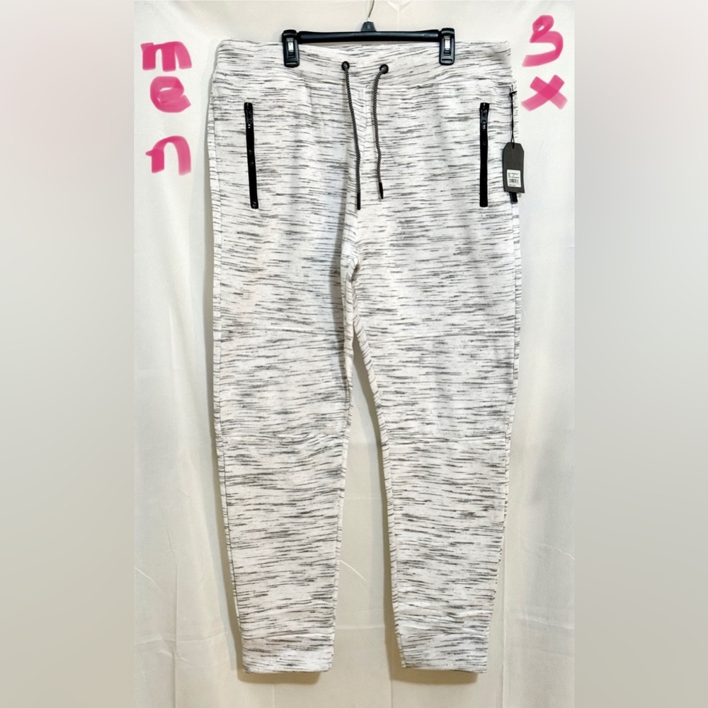 Men's White and Black Jogger Pants